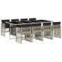 Set comedor de jardín 9 pzas cojines ratán sintético gris claro