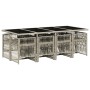 Set comedor de jardín 9 pzas cojines ratán sintético gris claro