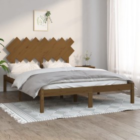 Estructura de cama de madera maciza marrón miel 150x200 cm