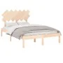 Small solid wood double bed frame 120x190 cm by vidaXL, Beds and slatted bases - Ref: Foro24-3104838, Price: 105,26 €, Discou...