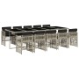 Set de comedor de jardín 11 pzas y cojines ratán sintético gris