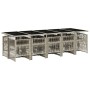 Set de comedor de jardín 11 pzas y cojines ratán sintético gris