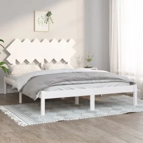 White solid wood double bed frame 140x190 cm by vidaXL, Beds and slatted bases - Ref: Foro24-3104849, Price: 123,55 €, Discou...