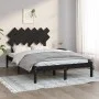 Black solid wood double bed frame 135x190 cm by vidaXL, Beds and slatted bases - Ref: Foro24-3104847, Price: 154,30 €, Discou...