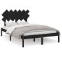 Black solid wood double bed frame 135x190 cm by vidaXL, Beds and slatted bases - Ref: Foro24-3104847, Price: 156,30 €, Discou...