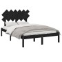 Black solid wood double bed frame 135x190 cm by vidaXL, Beds and slatted bases - Ref: Foro24-3104847, Price: 156,30 €, Discou...