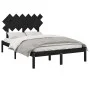 Black solid wood double bed frame 135x190 cm by vidaXL, Beds and slatted bases - Ref: Foro24-3104847, Price: 154,30 €, Discou...