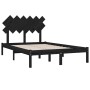 Black solid wood double bed frame 135x190 cm by vidaXL, Beds and slatted bases - Ref: Foro24-3104847, Price: 156,30 €, Discou...
