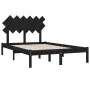 Black solid wood double bed frame 135x190 cm by vidaXL, Beds and slatted bases - Ref: Foro24-3104847, Price: 154,30 €, Discou...