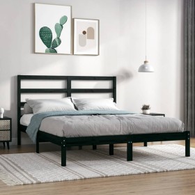 Solid black pine wood bed frame 140x190 cm by vidaXL, Beds and slatted bases - Ref: Foro24-3104917, Price: 151,86 €, Discount: %