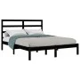 Estructura de cama de madera maciza de pino negra 140x190 cm de vidaXL, Camas y somieres - Ref: Foro24-3104917, Precio: 149,9...