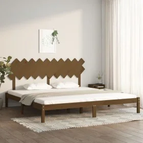 Honigbrauner Bettrahmen aus massivem Kiefernholz, 200 x 200 cm von vidaXL, Betten und Lattenroste - Ref: Foro24-3104891, Prei...