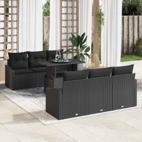 Conjunto de sofá de jardín 7 pcs Negro 100 x 55 x 73 cm