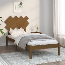 Estructura de cama de madera maciza marrón miel 90
