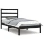 Solid black pine wood bed frame 100x200 cm by vidaXL, Beds and slatted bases - Ref: Foro24-3104927, Price: 115,19 €, Discount: %