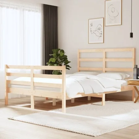 Solid pine wood bed frame 120x190 cm by vidaXL, Beds and slatted bases - Ref: Foro24-3104976, Price: 109,66 €, Discount: %