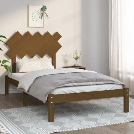 Honey brown solid wood bed frame 100x200 cm by vidaXL, Beds and slatted bases - Ref: Foro24-3104861, Price: 100,03 €, Discoun...