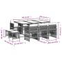 Set de comedor jardín 11 pzas con cojines ratán sintético negro