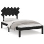 Estructura de cama de madera maciza negro 100x200 cm de vidaXL, Camas y somieres - Ref: Foro24-3104862, Precio: 119,33 €, Des...