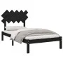 Black solid wood bed frame 100x200 cm by vidaXL, Beds and slatted bases - Ref: Foro24-3104862, Price: 117,87 €, Discount: %