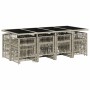 Set comedor jardín y cojines 13 pzas ratán sintético gris claro