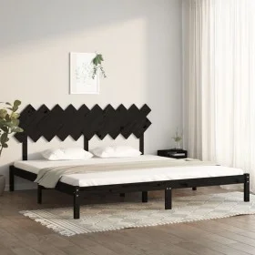 Estructura de cama de madera maciza de pino negra 200x200 cm de vidaXL, Camas y somieres - Ref: Foro24-3104892, Precio: 161,3...