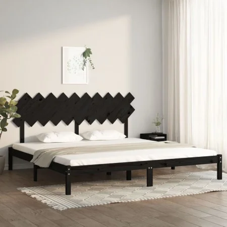 Solid black pine wood bed frame 200x200 cm by vidaXL, Beds and slatted bases - Ref: Foro24-3104892, Price: 161,32 €, Discount: %