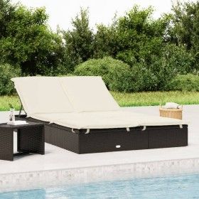 2-Personen-Sonnenliege aus synthetischem Rattan mit schwarzen Kissen von vidaXL, Liegen - Ref: Foro24-319645, Preis: 244,99 €...
