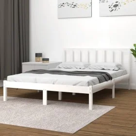Massives Bettgestell aus weißem Kiefernholz, 120 x 200 cm von vidaXL, Betten und Lattenroste - Ref: Foro24-3105067, Preis: 11...