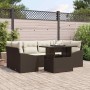 Conjunto de sofá de jardín con cojín 7 pcs Marrón y crema