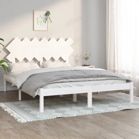Estructura de cama de madera maciza blanco 150x200 cm de vidaXL, Camas y somieres - Ref: Foro24-3104874, Precio: 125,89 €, De...