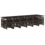 Set de muebles jardín 17 pzas y cojines ratán sintético marrón