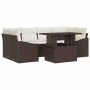 Conjunto de sofá de jardín con cojín 7 pcs Marrón y crema