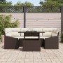 Conjunto de sofá de jardín con cojín 7 pcs Marrón y crema