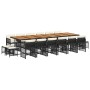 Set de muebles jardín 17 pzas con cojines ratán sintético negro