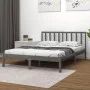 Solid gray pine wood bed frame 200x200 cm by vidaXL, Beds and slatted bases - Ref: Foro24-3105093, Price: 157,69 €, Discount: %