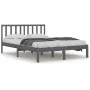 Solid gray pine wood bed frame 200x200 cm by vidaXL, Beds and slatted bases - Ref: Foro24-3105093, Price: 157,69 €, Discount: %