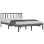 Solid gray pine wood bed frame 200x200 cm by vidaXL, Beds and slatted bases - Ref: Foro24-3105093, Price: 157,69 €, Discount: %
