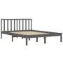 Solid gray pine wood bed frame 200x200 cm by vidaXL, Beds and slatted bases - Ref: Foro24-3105093, Price: 157,69 €, Discount: %