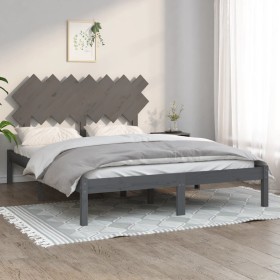 Estructura de cama de madera maciza gris 140x190 c