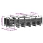 Set comedor jardín y cojines 13 pzas ratán sintético gris claro