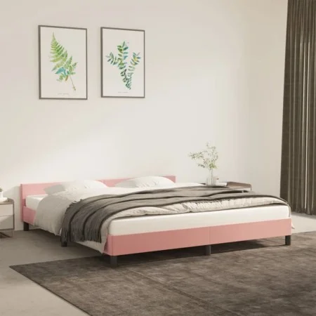 Estructura de cama con cabecero de terciopelo rosa 180x200 cm de vidaXL, Camas y somieres - Ref: Foro24-347590, Precio: 110,8...