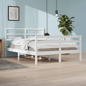 Massiver Bettrahmen aus weißem Kiefernholz, 160 x 200 cm von vidaXL, Betten und Lattenroste - Ref: Foro24-3105017, Preis: 133...