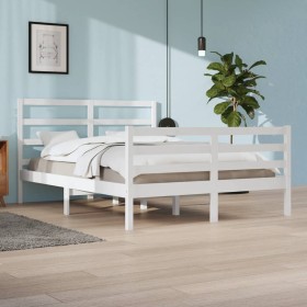 Solid white pine wood bed frame 160x200 cm by vidaXL, Beds and slatted bases - Ref: Foro24-3105017, Price: 135,44 €, Discount: %