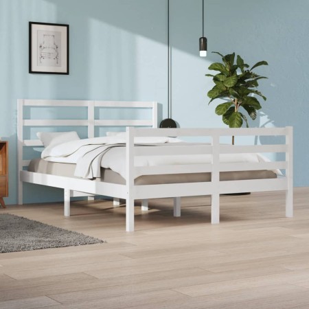 Massiver Bettrahmen aus weißem Kiefernholz, 160 x 200 cm von vidaXL, Betten und Lattenroste - Ref: Foro24-3105017, Preis: 135...