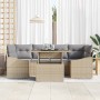 Conjunto de sofá de jardín con cojín 7 pcs beige y gris claro