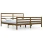 Honey brown solid pine wood bed frame 200x200 cm by vidaXL, Beds and slatted bases - Ref: Foro24-3105029, Price: 161,67 €, Di...
