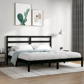 Bettgestell aus massivem schwarzem Kiefernholz, 200 x 200 cm von vidaXL, Betten und Lattenroste - Ref: Foro24-3104957, Preis:...