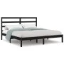 Estructura de cama de madera maciza de pino negra 200x200 cm de vidaXL, Camas y somieres - Ref: Foro24-3104957, Precio: 149,7...