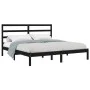 Estructura de cama de madera maciza de pino negra 200x200 cm de vidaXL, Camas y somieres - Ref: Foro24-3104957, Precio: 149,7...